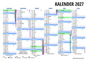 Jahreskalender 2027 zum Ausdrucken