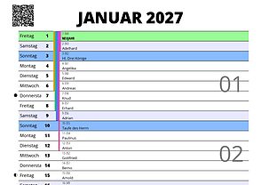 Monatskalender 2027 PDF