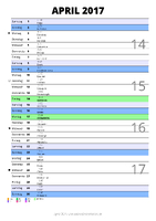 Kalender April 2017 im Hochformat mit Notizbereich