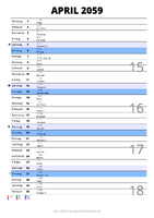 Kalender April 2059 im Hochformat mit Notizbereich