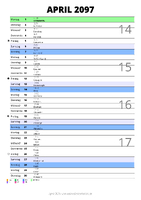 Kalender April 2097 im Hochformat mit Notizbereich