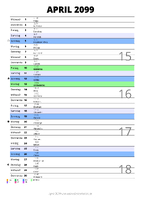 Kalender April 2099 im Hochformat mit Notizbereich