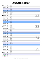 Kalender August 2097 im Hochformat mit Notizbereich