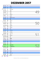 Kalender Dezember 2057 im Hochformat mit Notizbereich