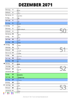 Kalender Dezember 2071 im Hochformat mit Notizbereich