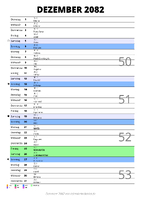 Kalender Dezember 2082 im Hochformat mit Notizbereich