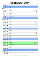 Kalender Dezember 2091 im Hochformat mit Notizbereich
