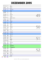 Kalender Dezember 2095 im Hochformat mit Notizbereich