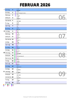 Kalender Februar 2026 im Hochformat mit Notizbereich