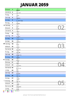 Kalender Januar 2059 im Hochformat mit Notizbereich
