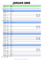 Kalender Januar 2060 im Hochformat mit Notizbereich