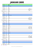 Kalender Januar 2095 im Hochformat mit Notizbereich