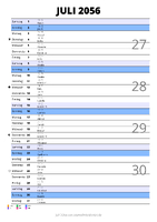 Kalender Juli 2056 im Hochformat mit Notizbereich