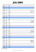 Kalender Juli 2061 im Hochformat mit Notizbereich