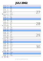 Kalender Juli 2062 im Hochformat mit Notizbereich
