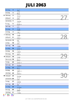 Kalender Juli 2063 im Hochformat mit Notizbereich