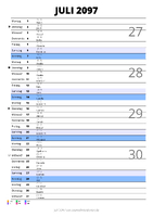 Kalender Juli 2097 im Hochformat mit Notizbereich