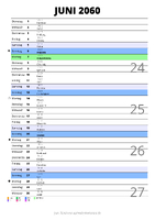 Kalender Juni 2060 im Hochformat mit Notizbereich