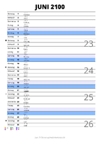 Kalender Juni 2100 im Hochformat mit Notizbereich