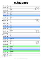 Kalender März 2100 im Hochformat mit Notizbereich