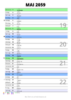 Kalender Mai 2059 im Hochformat mit Notizbereich
