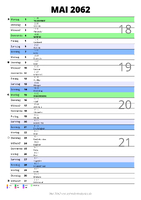 Kalender Mai 2062 im Hochformat mit Notizbereich