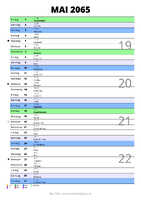 Kalender Mai 2065 im Hochformat mit Notizbereich
