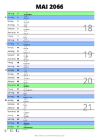 Kalender Mai 2066 im Hochformat mit Notizbereich