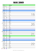 Kalender Mai 2069 im Hochformat mit Notizbereich