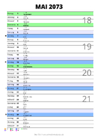 Kalender Mai 2073 im Hochformat mit Notizbereich