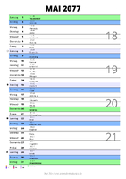 Kalender Mai 2077 im Hochformat mit Notizbereich