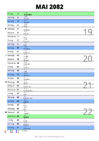 Kalender Mai 2082 im Hochformat mit Notizbereich