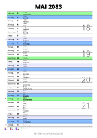 Kalender Mai 2083 im Hochformat mit Notizbereich