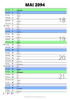 Kalender Mai 2094 im Hochformat mit Notizbereich