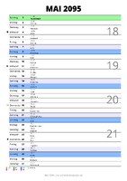 Kalender Mai 2095 im Hochformat mit Notizbereich