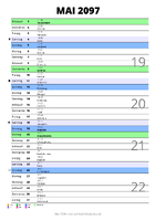 Kalender Mai 2097 im Hochformat mit Notizbereich