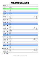 Kalender Oktober 2002 im Hochformat mit Notizbereich