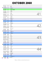 Kalender Oktober 2060 im Hochformat mit Notizbereich