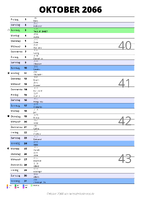 Kalender Oktober 2066 im Hochformat mit Notizbereich