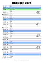 Kalender Oktober 2078 im Hochformat mit Notizbereich