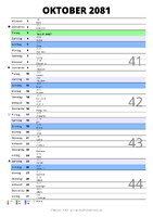 Kalender Oktober 2081 im Hochformat mit Notizbereich