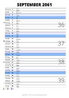 Kalender September 2061 im Hochformat mit Notizbereich