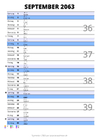 Kalender September 2063 im Hochformat mit Notizbereich