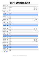 Kalender September 2064 im Hochformat mit Notizbereich