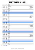 Kalender September 2081 im Hochformat mit Notizbereich