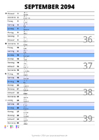 Kalender September 2094 im Hochformat mit Notizbereich
