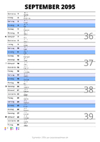 Kalender September 2095 im Hochformat mit Notizbereich
