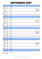 Kalender September 2097 im Hochformat mit Notizbereich