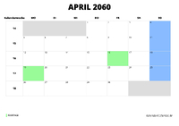 Kalender April 2060 Kalender April 2060 im Querformat