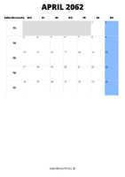 Kalender April 2062 Kalender April 2062 im Hochformat